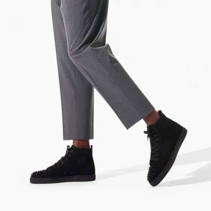 Louboutin Lou Spikes "Suede - Black" KickHaven Bulgaria