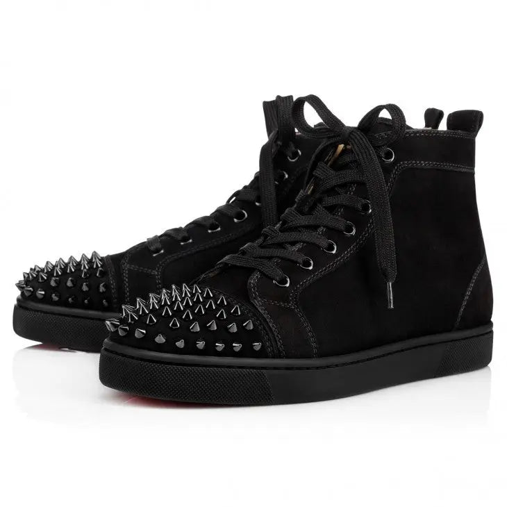 Louboutin Lou Spikes "Suede - Black" KickHaven Bulgaria