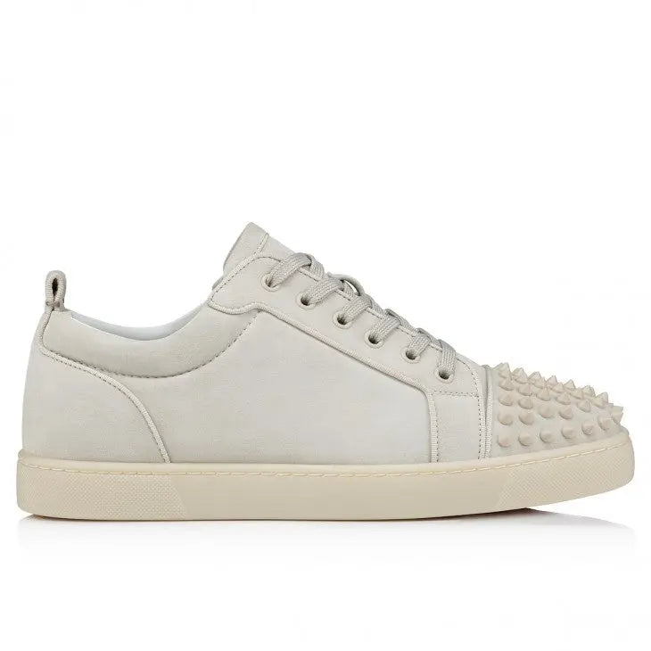 Louboutin Louis Junior Spikes "Veau velours and spikes - Albatre" KickHaven Bulgaria