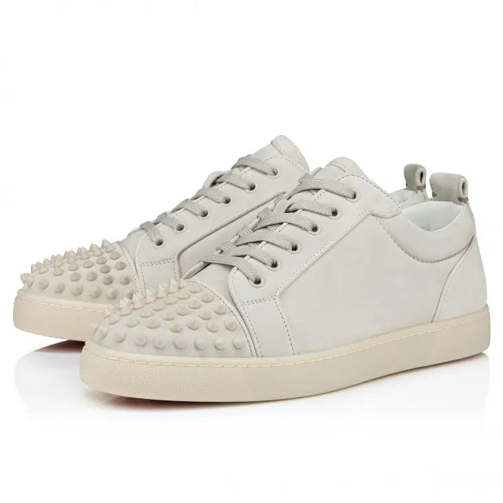 Louboutin Louis Junior Spikes "Veau velours and spikes - Albatre" KickHaven Bulgaria