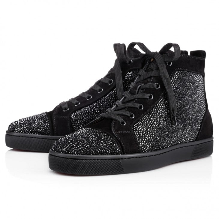 Louboutin Louis Strass "Suede calf and strass - Black"