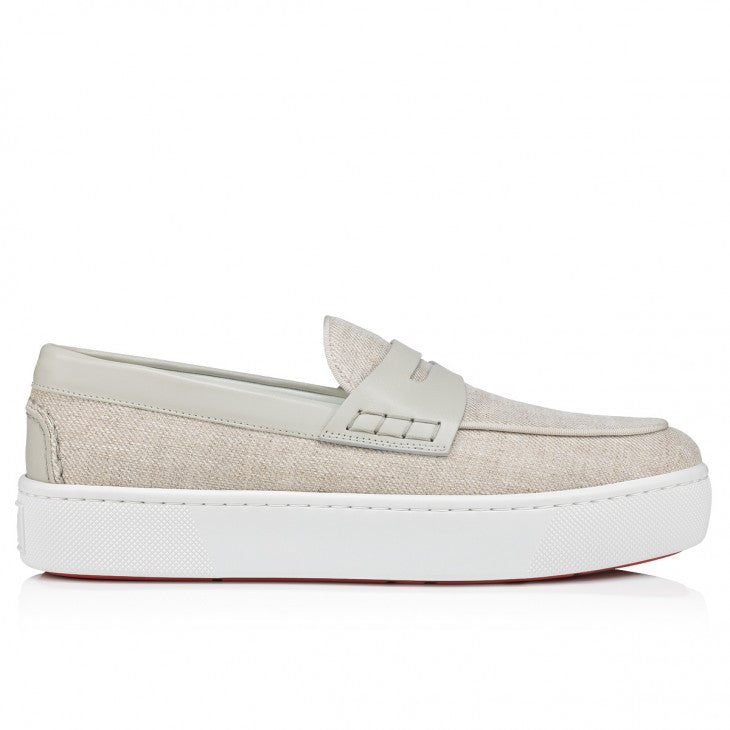 Louboutin Paqueboat "Linen Country and calf leather - Albatre"